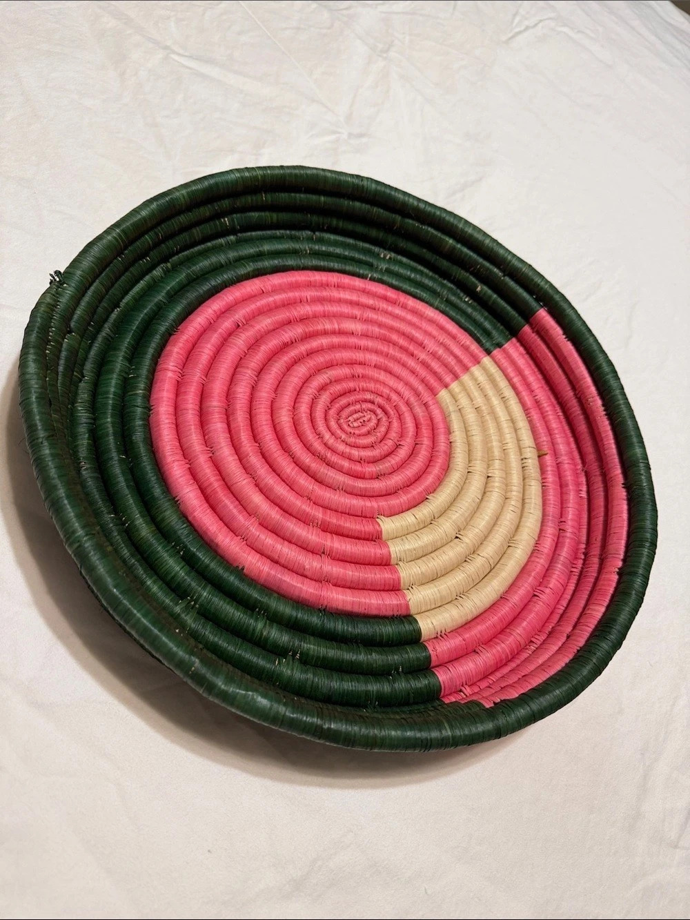 Handwoven Green & Pink Basket Decor